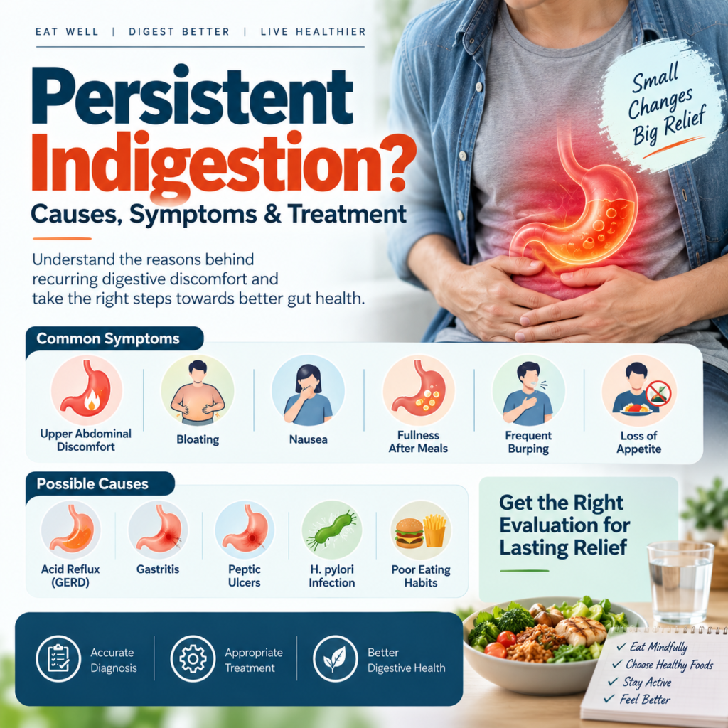 Persistent Indigestion: Causes, Symptoms & Treatment – When Should You See a Gastroenterologist?